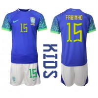 Brasilien Fabinho #15 Auswärts Trikotsatz Kinder WM 2022 Kurzarm (+ Kurze Hosen)
